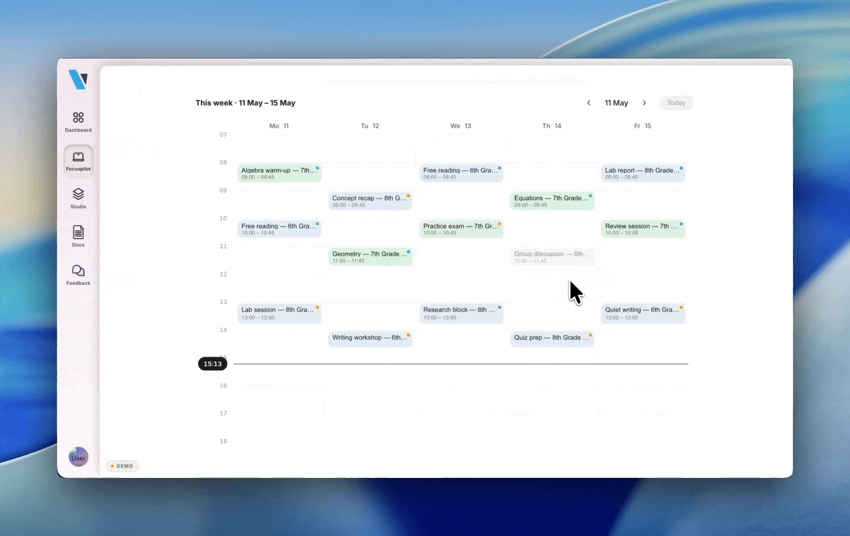 Scheduling a mode on a calendar lesson — fires at the bell for the whole class